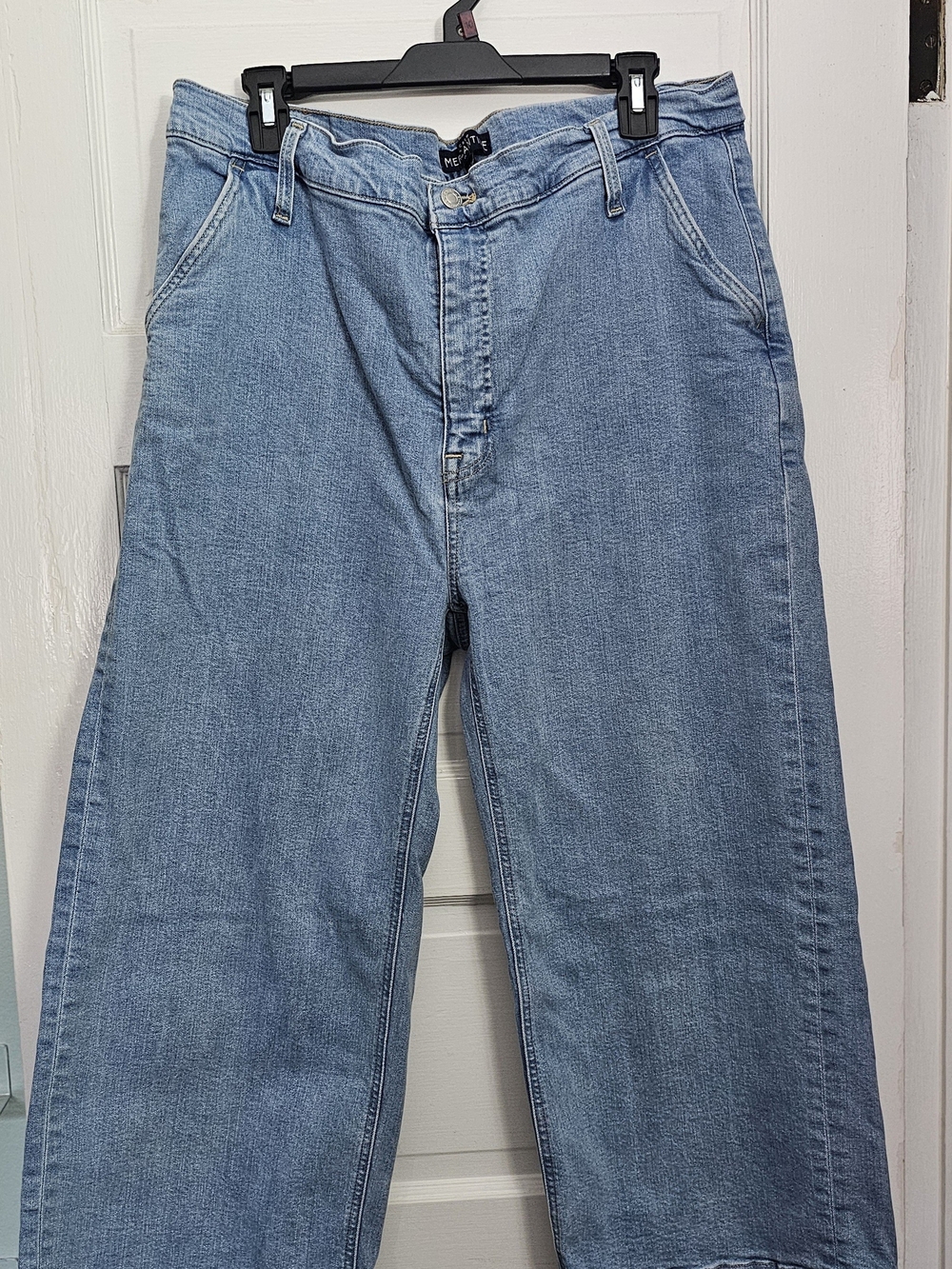 Cropped Light Blue Wide Leg Denim Jeans